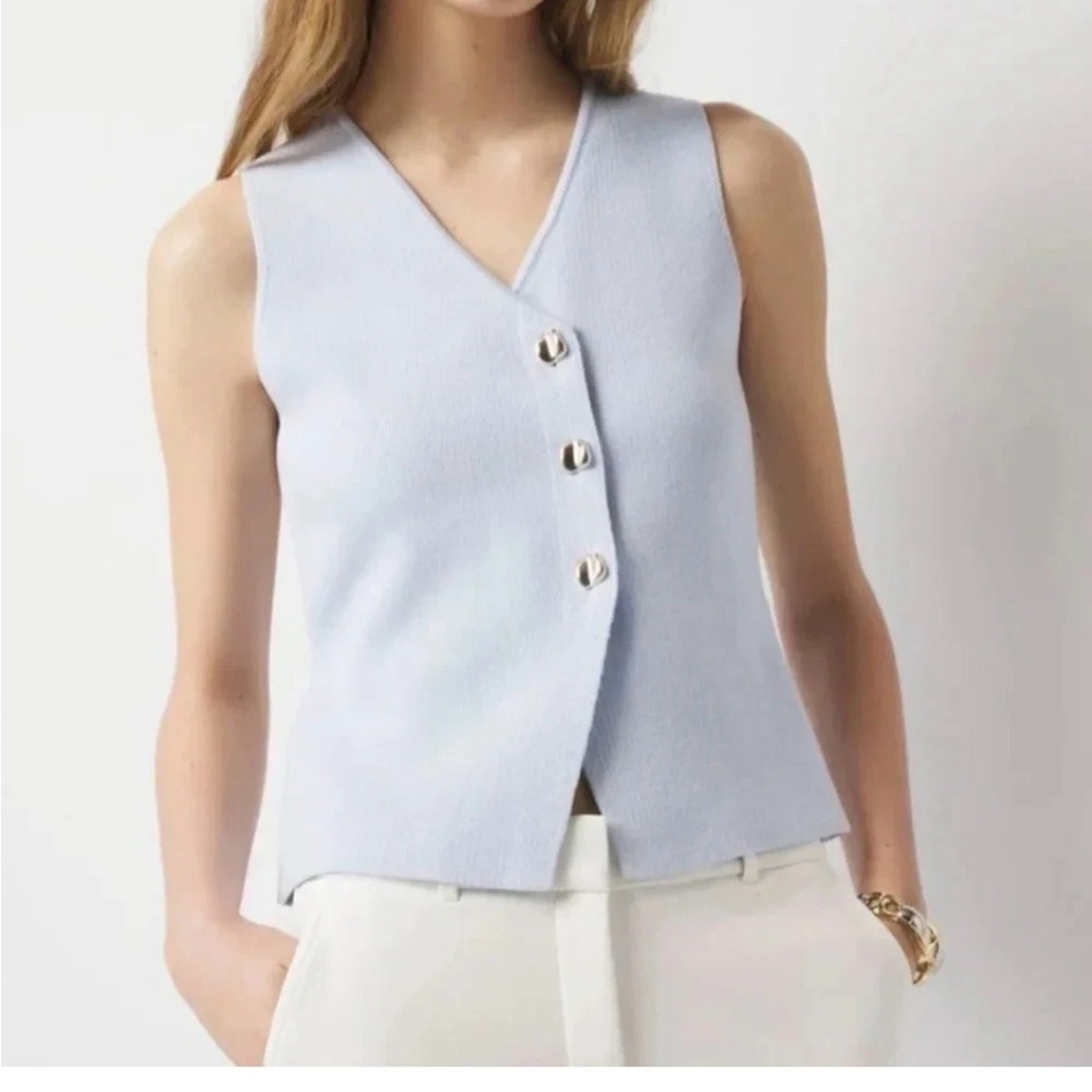 NWT WHBM v neck sweater vest pale blue sz S